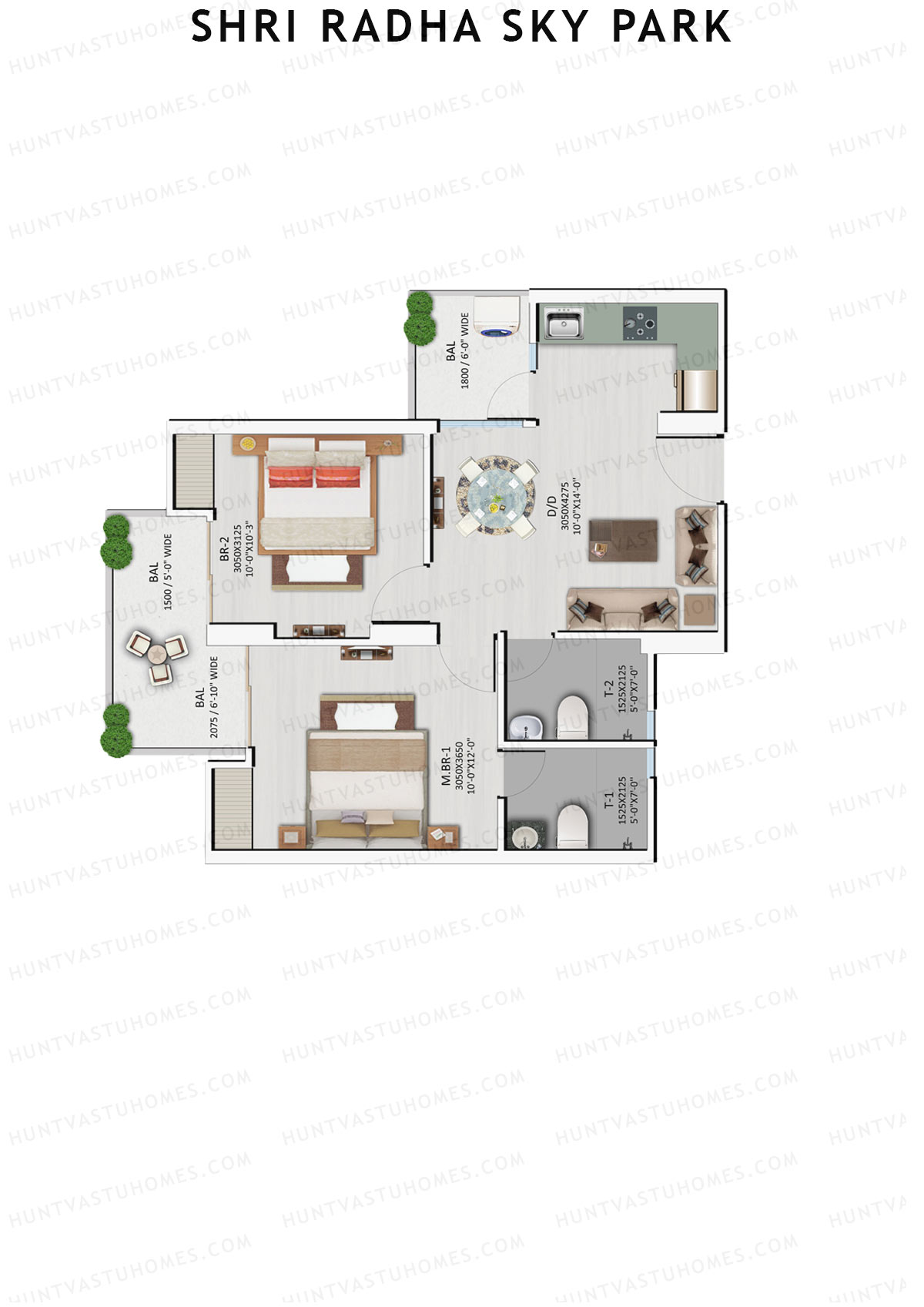 Shri Radha Sky Park Tower A6 Unit 10 (Type 2) Floor Plan