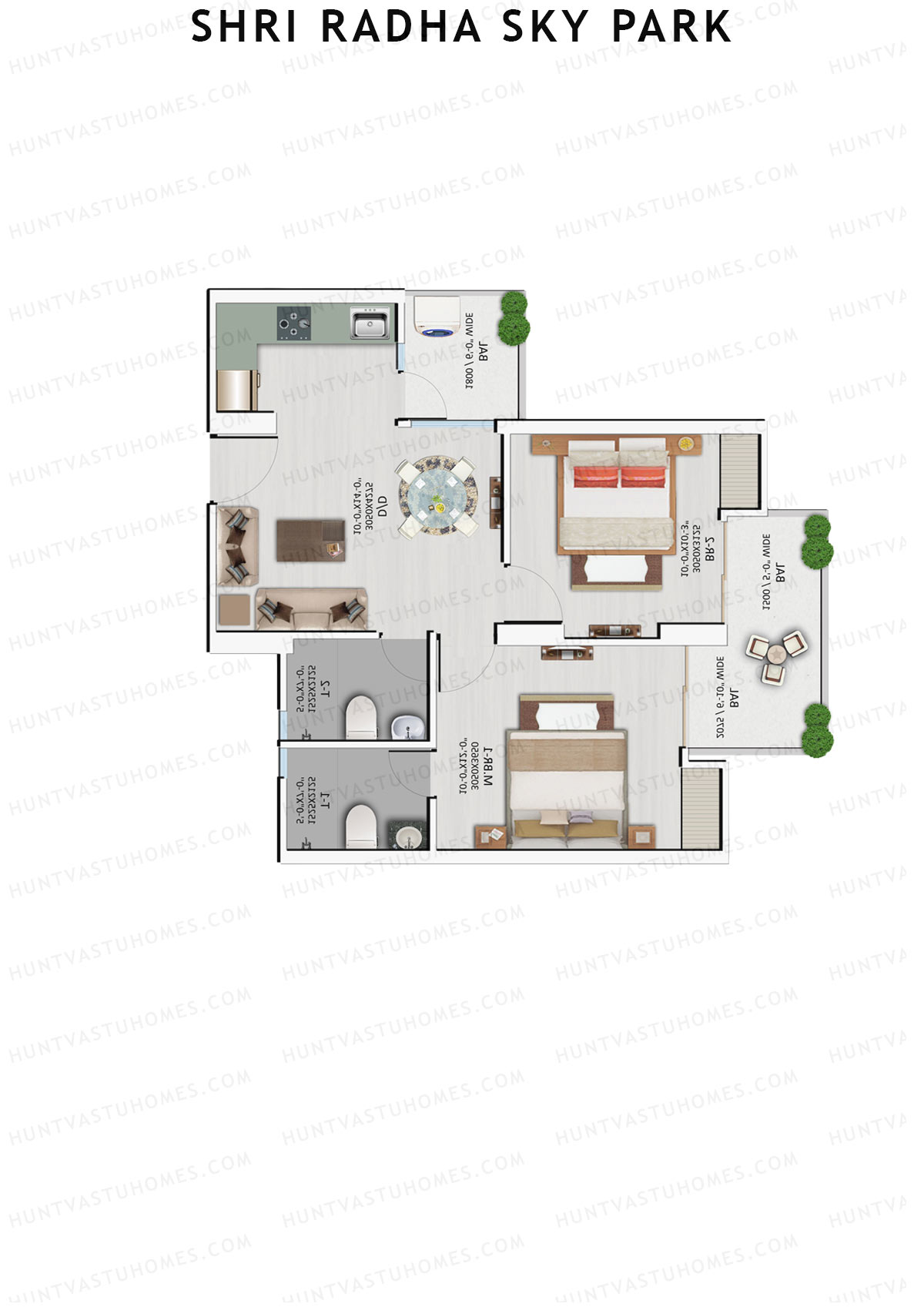 Shri Radha Sky Park Tower A6 Unit 1 (Type 2) Floor Plan