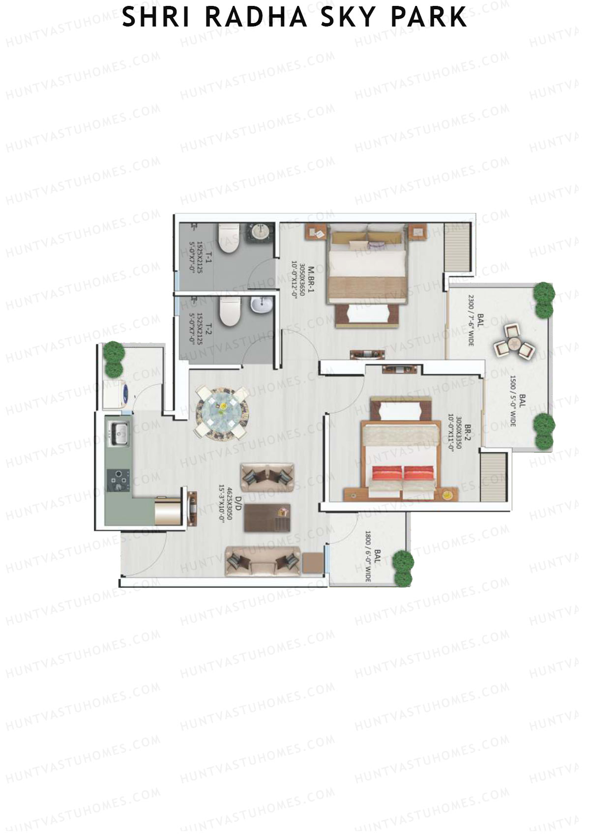 Shri Radha Sky Park Tower A6 Unit 5 (Type 1) Floor Plan