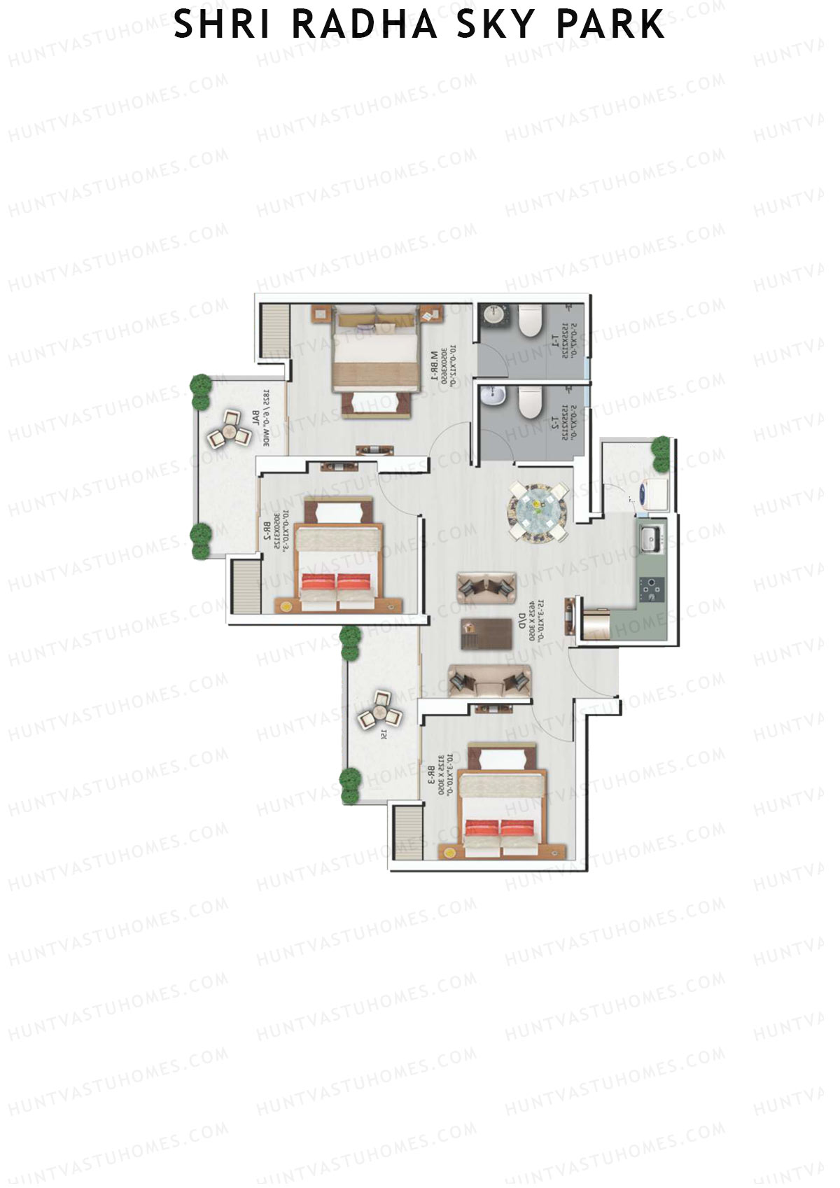 Shri Radha Sky Park Tower A6 Unit 6 (Type 1) Floor Plan