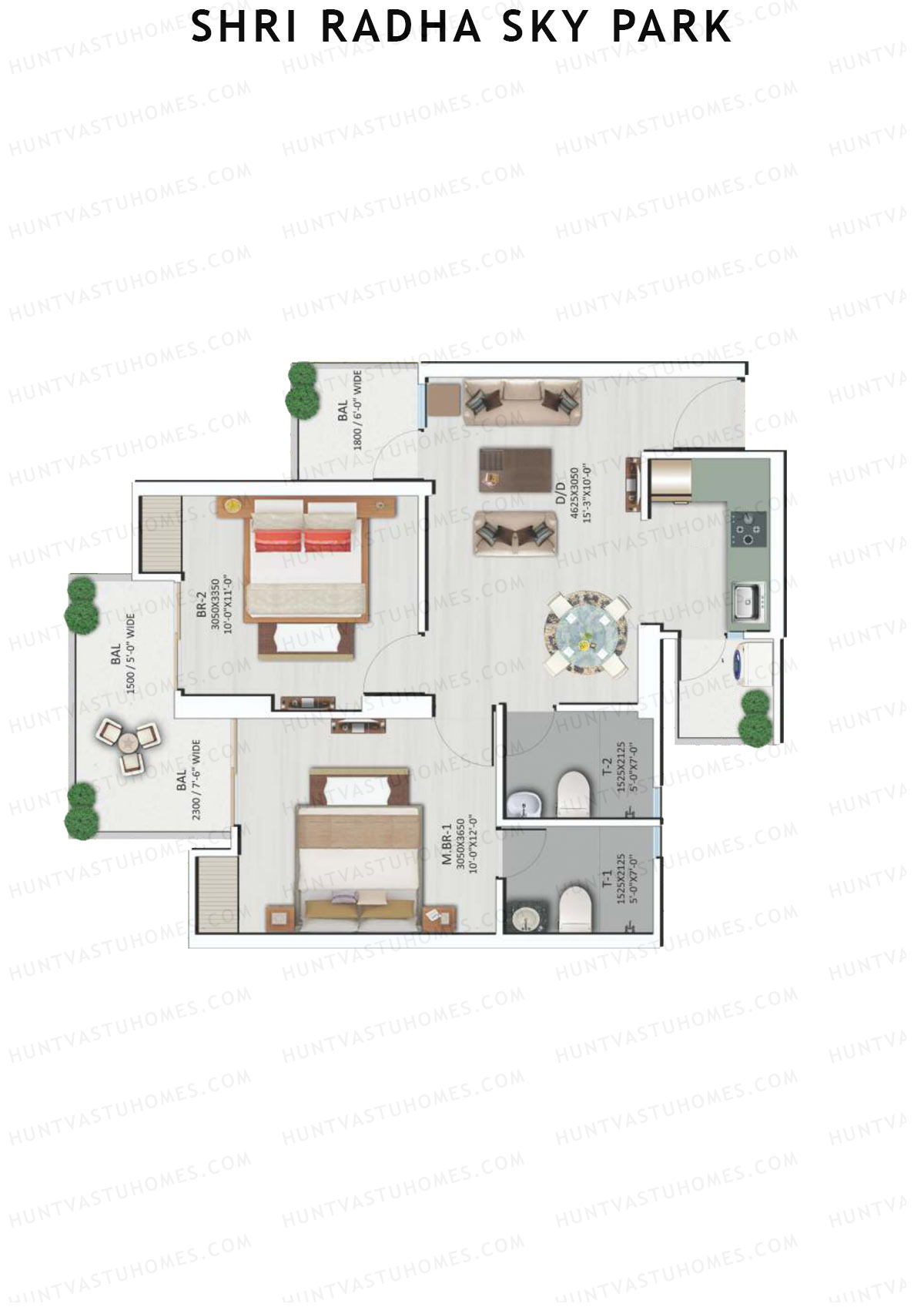 Shri Radha Sky Park Tower A6 Unit 8 (Type 1) Floor Plan