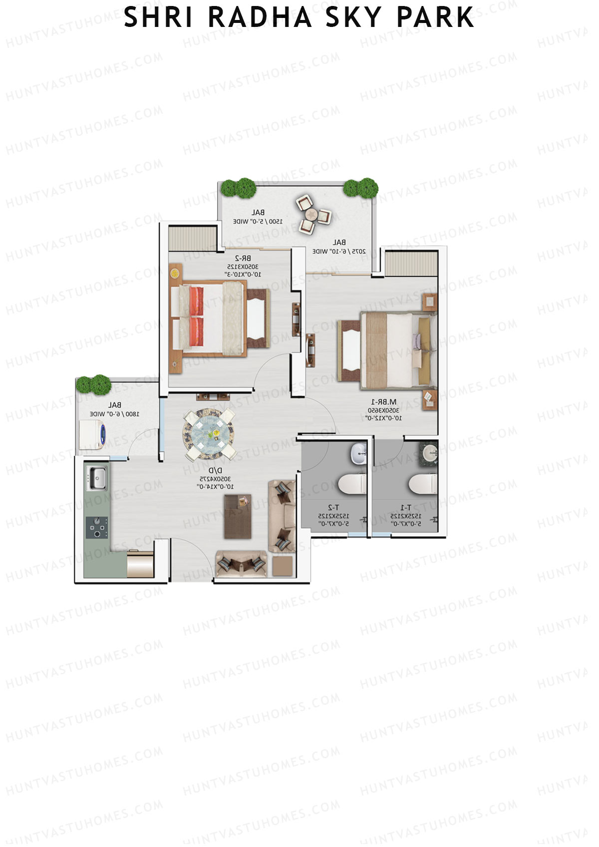 Shri Radha Sky Park Tower A7 Unit 10 (Type 2) Floor Plan