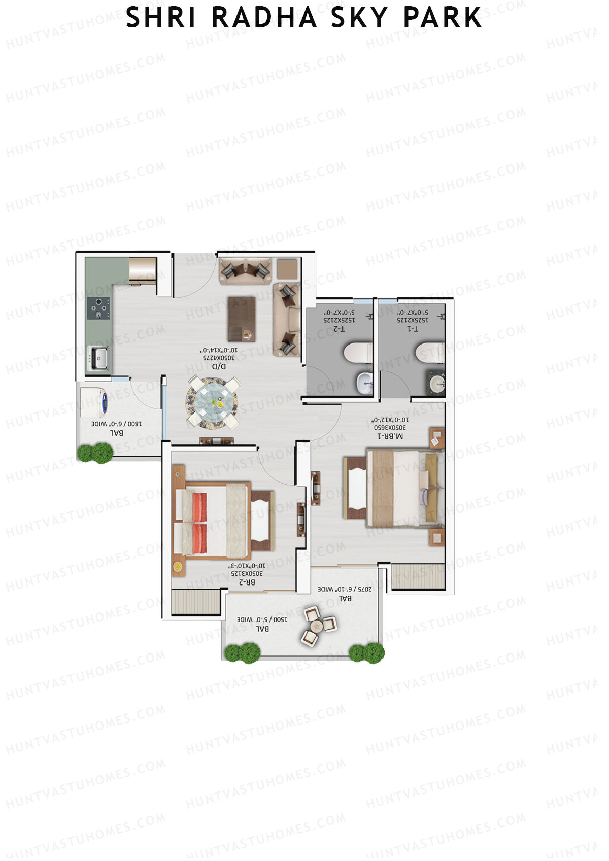 Shri Radha Sky Park Tower A7 Unit 1 (Type 2) Floor Plan