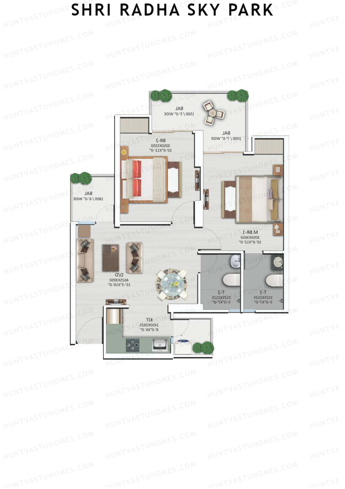 Shri Radha Sky Park Tower A7 Unit 8 (Type 1) Floor Plan