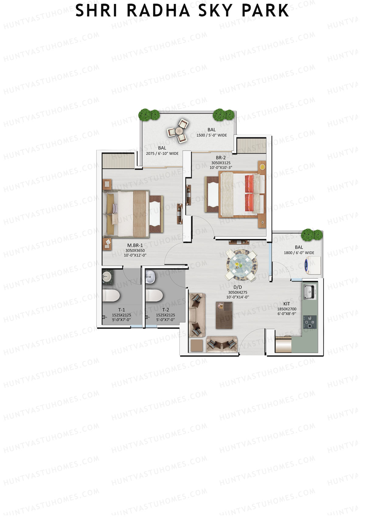 Shri Radha Sky Park Tower A7 Unit 9 (Type 2) Floor Plan