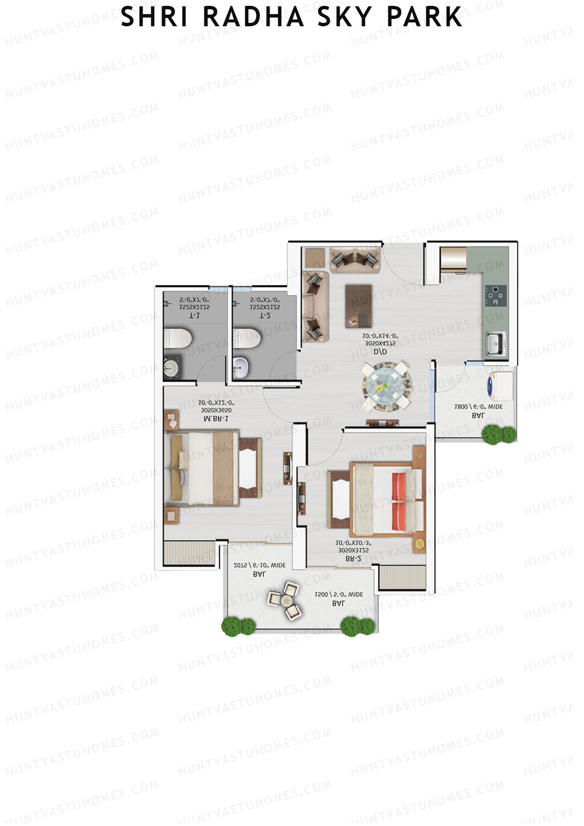 Shri Radha Sky Park Tower A8 Unit 1 (Type 2) Floor Plan