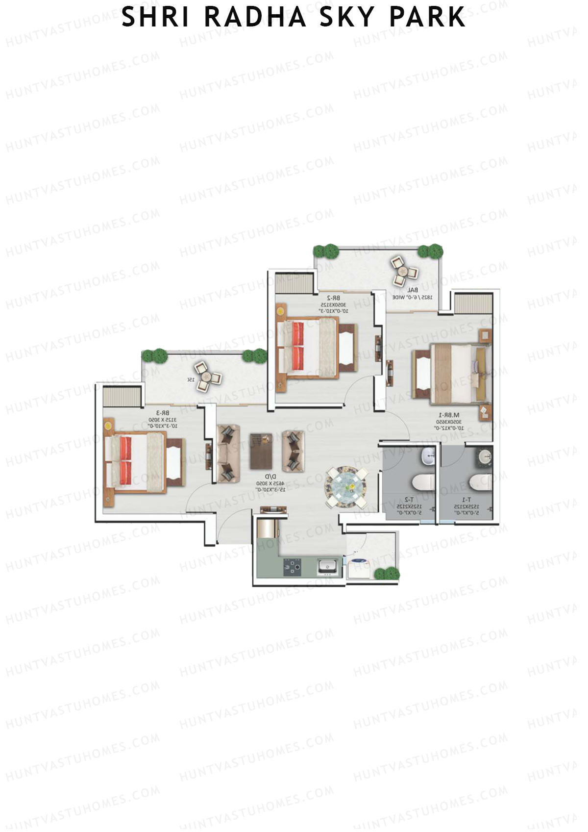 Shri Radha Sky Park Tower A8 Unit 6 (Type 1) Floor Plan