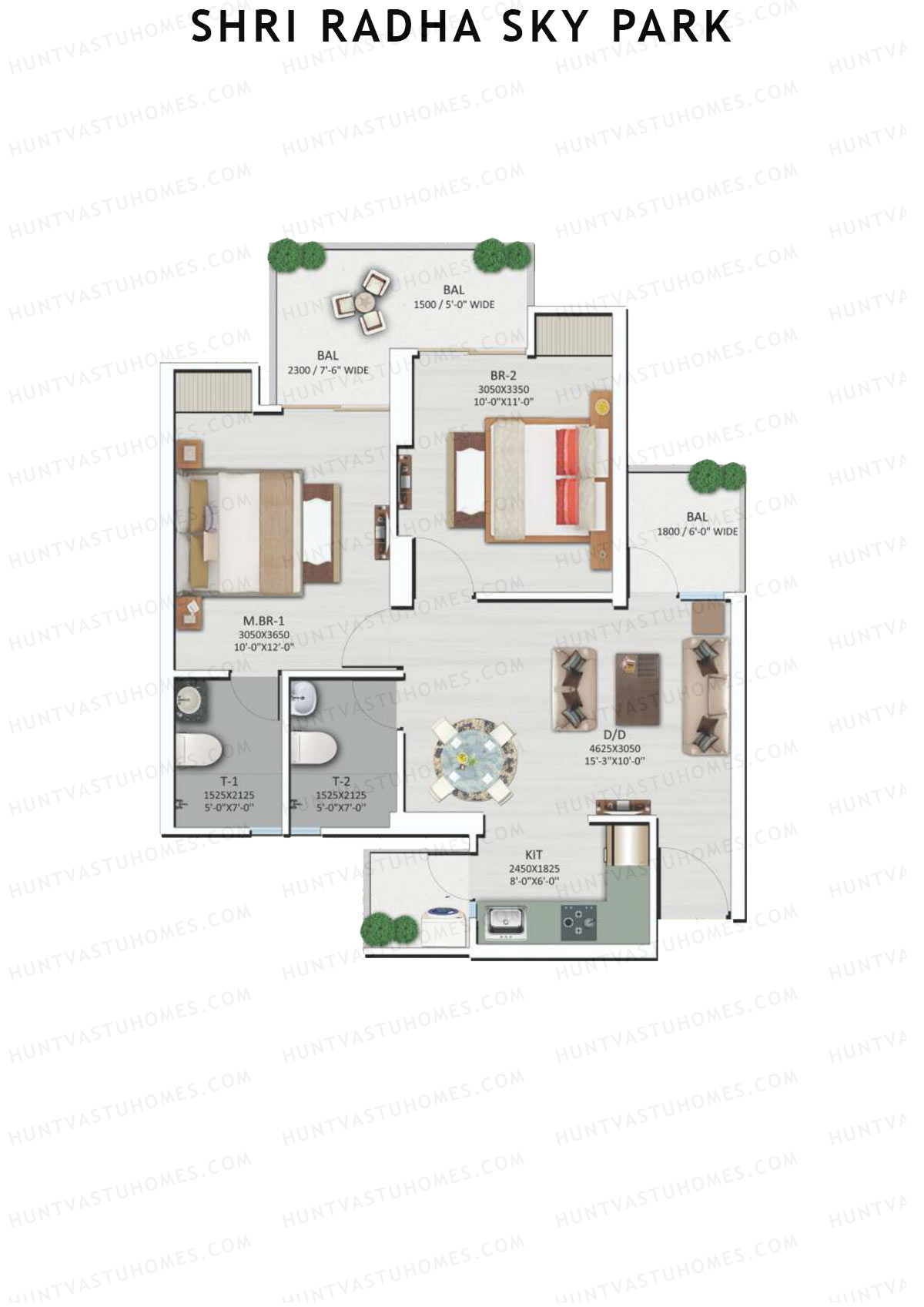 Shri Radha Sky Park Tower A8 Unit 8 (Type 1) Floor Plan