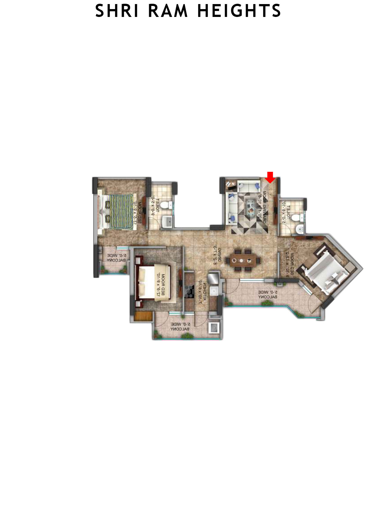 Shri Ram Heights Tower 1 Unit 12 (Type  7) Floor Plan