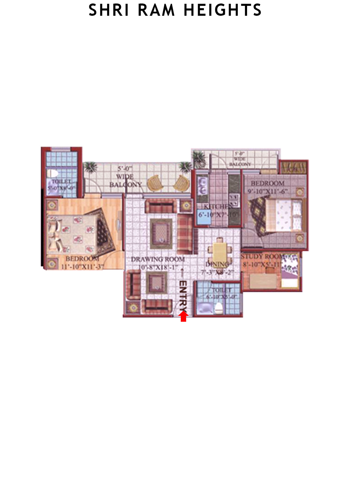 Shri Ram Heights Tower 1 Unit 4 (Type  5) Floor Plan