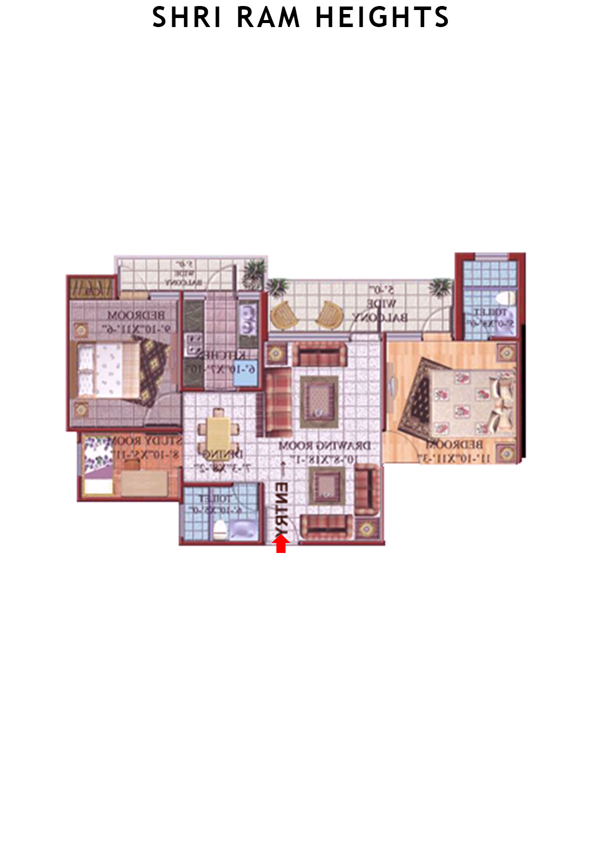 Shri Ram Heights Tower 1 Unit 7 (Type  5) Floor Plan