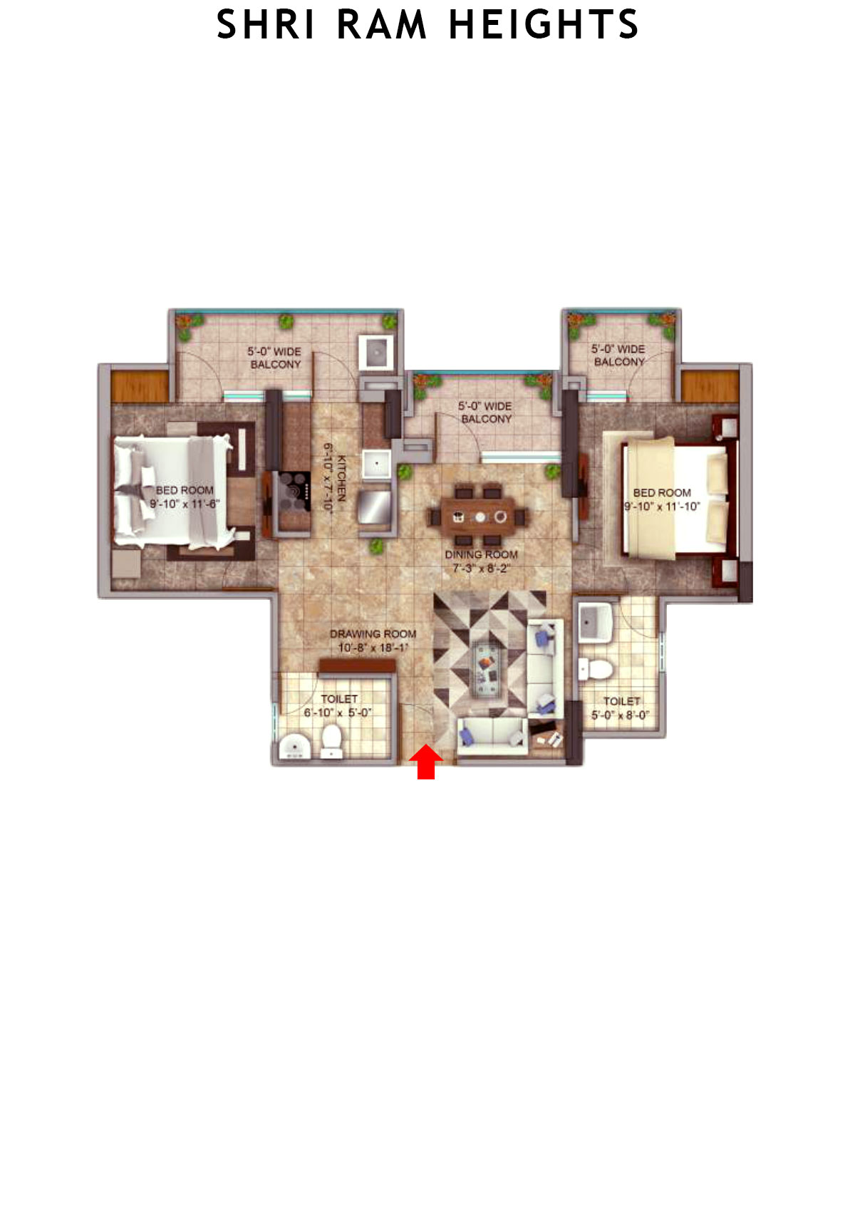 Shri Ram Heights Tower 2 Unit 5 (Type  6) Floor Plan