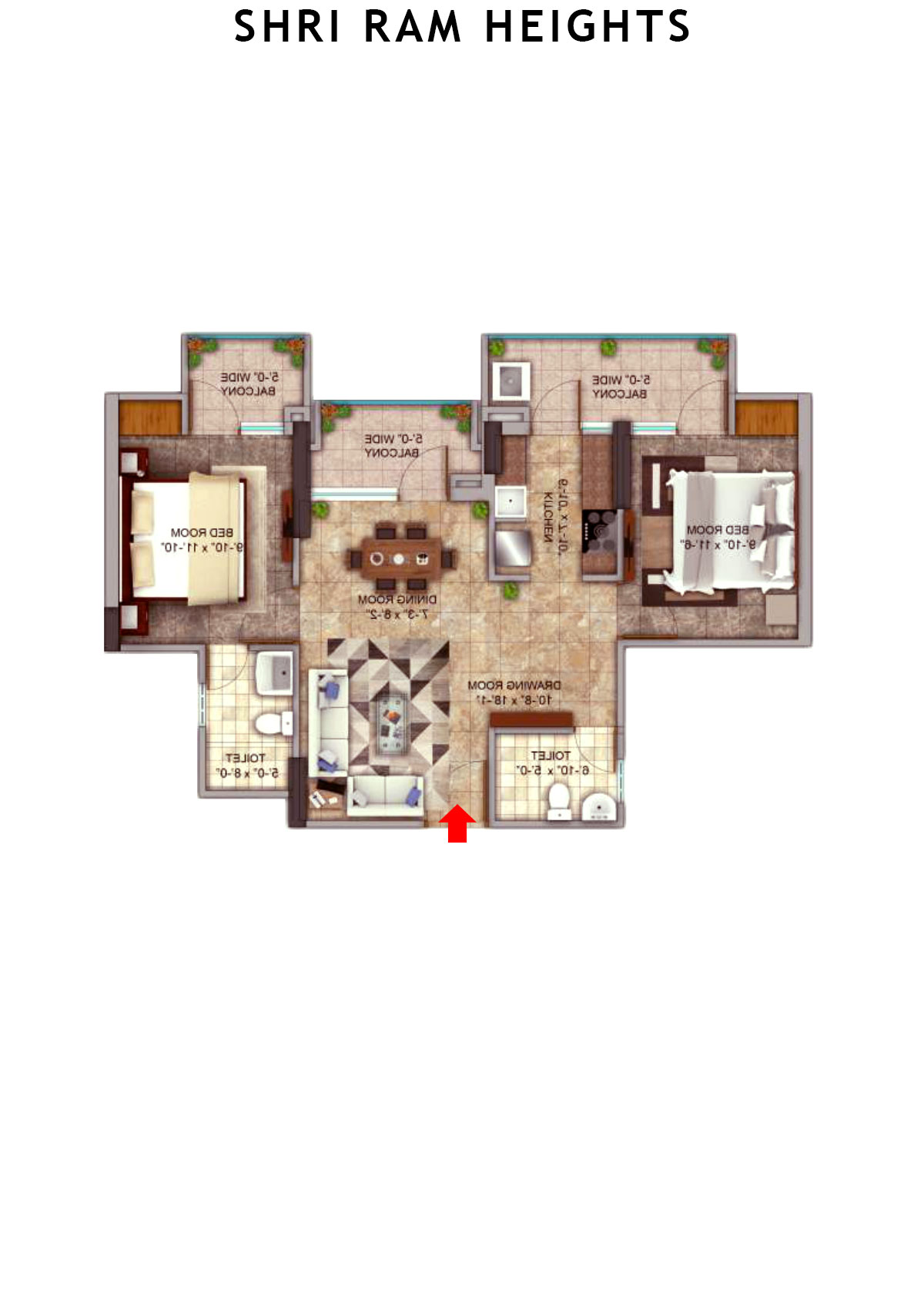 Shri Ram Heights Tower 2 Unit 6 (Type  6) Floor Plan