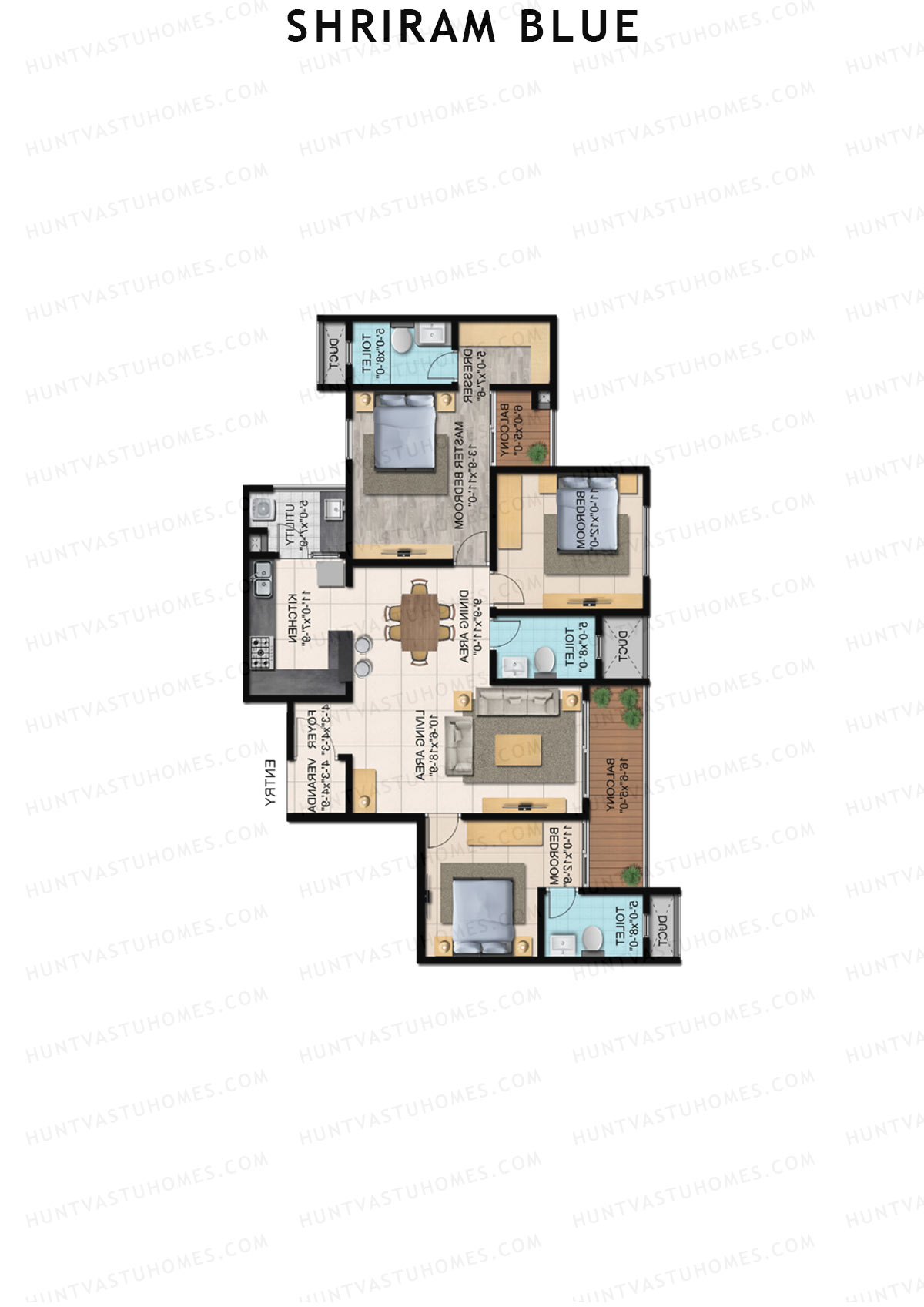 Shriram Blue Tower B Unit 3  Floor Plan