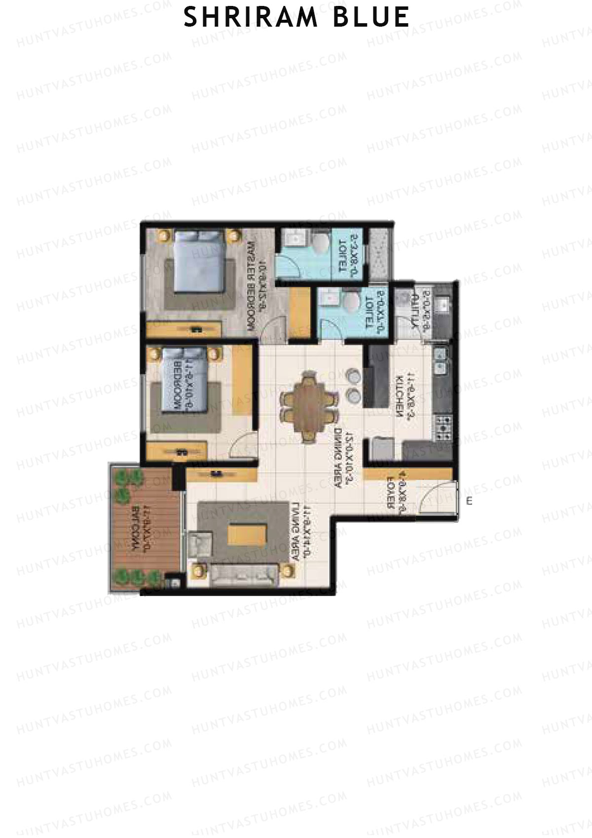 Shriram Blue Tower C Unit 2 (Type 2) Floor Plan