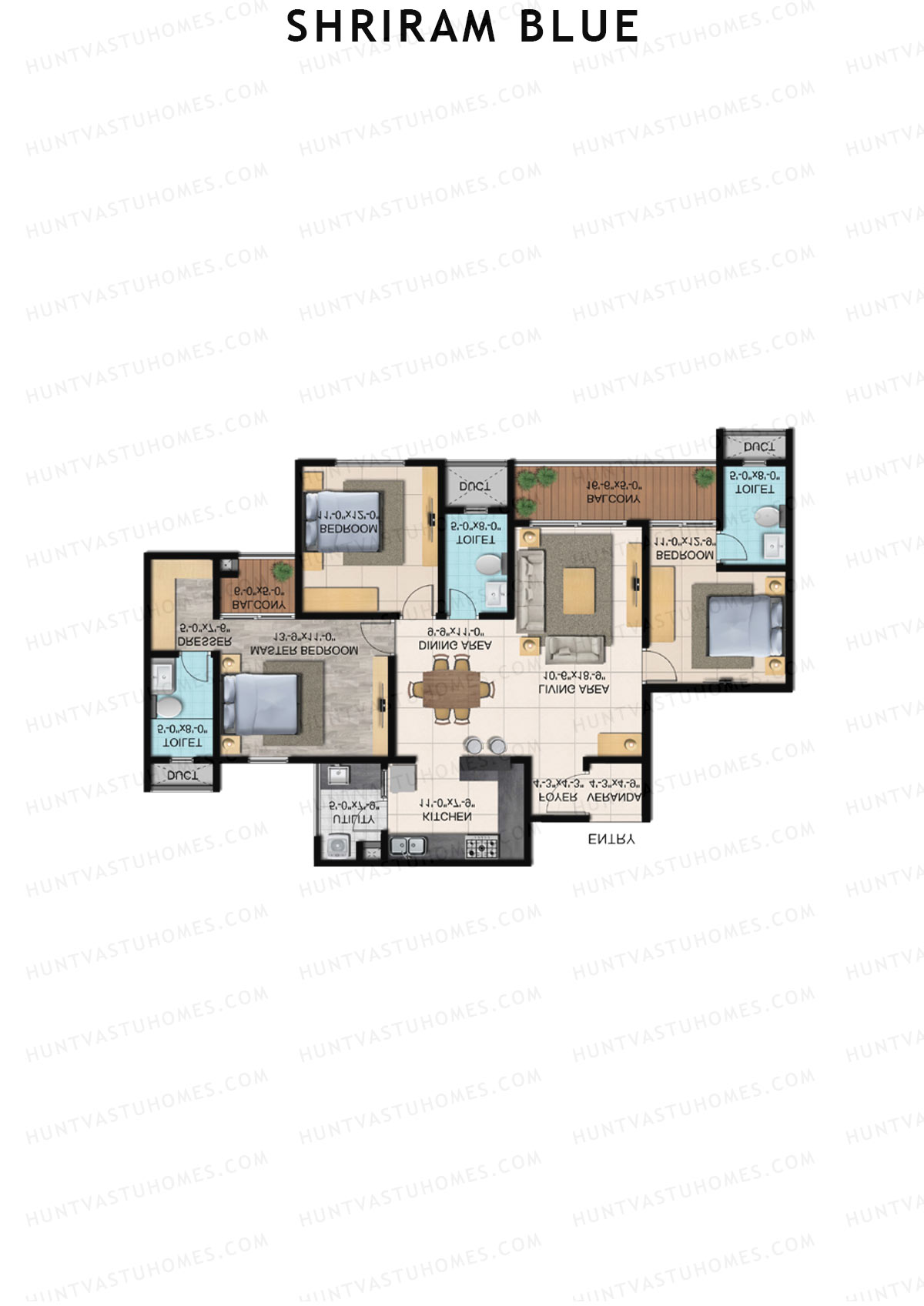Shriram Blue Tower D Unit 3  Floor Plan