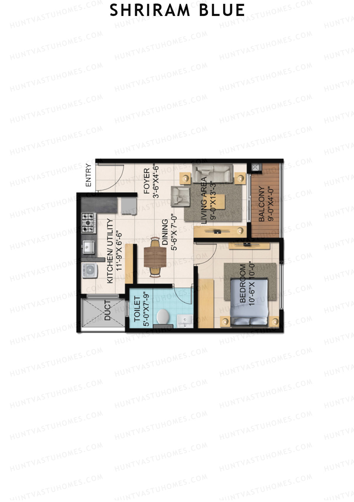 Shriram Blue Tower F Unit 3  Floor Plan