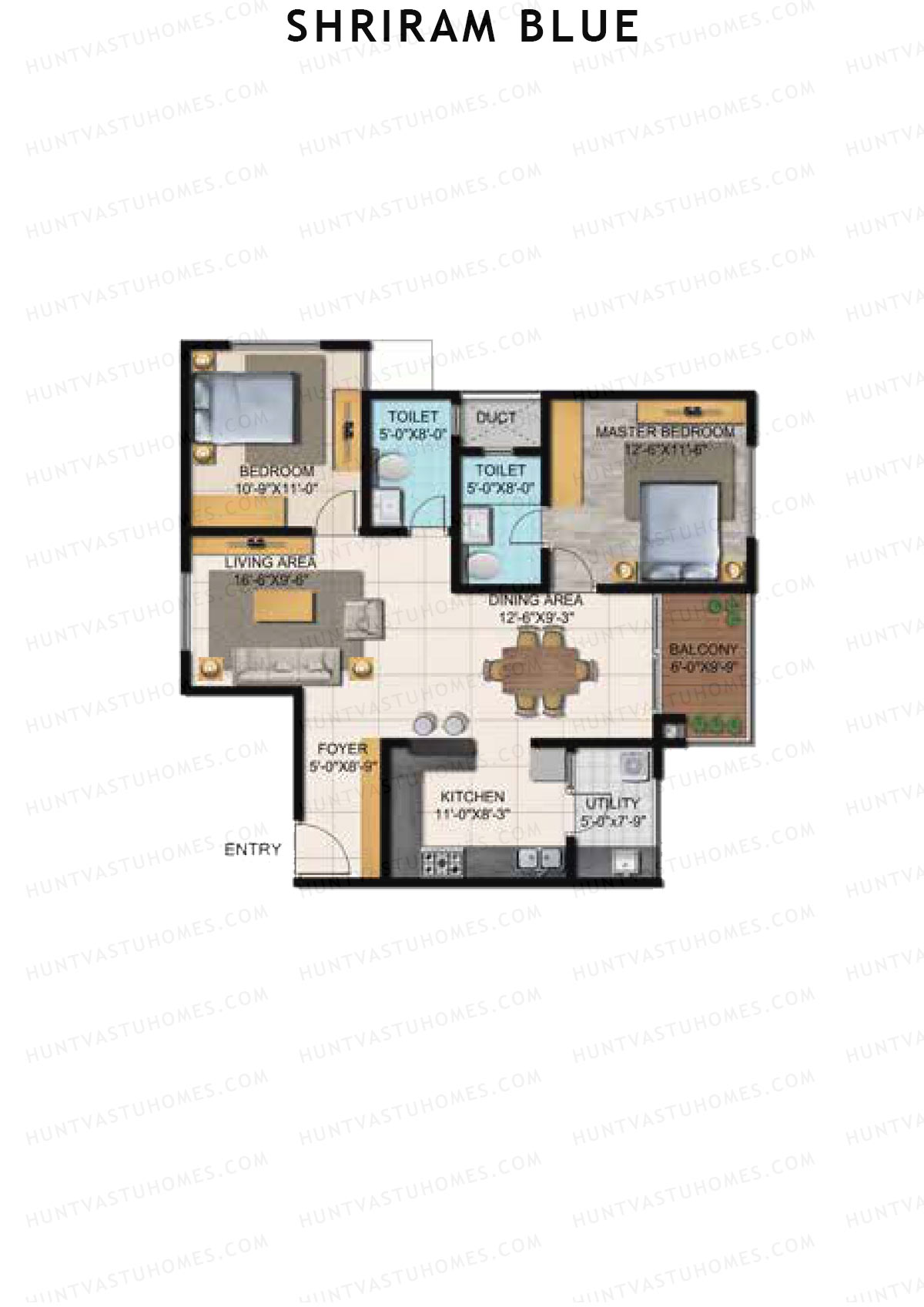 Shriram Blue Tower J Unit 2 (Type 1) Floor Plan