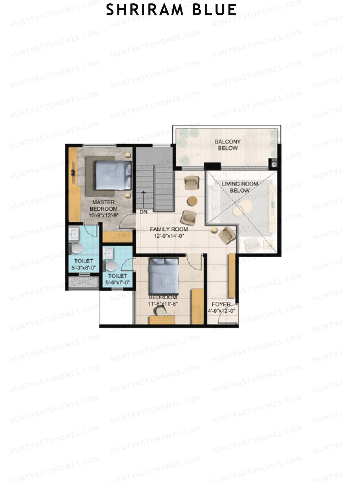 Shriram Blue Tower K Unit 1 (Duplex ) Floor Plan