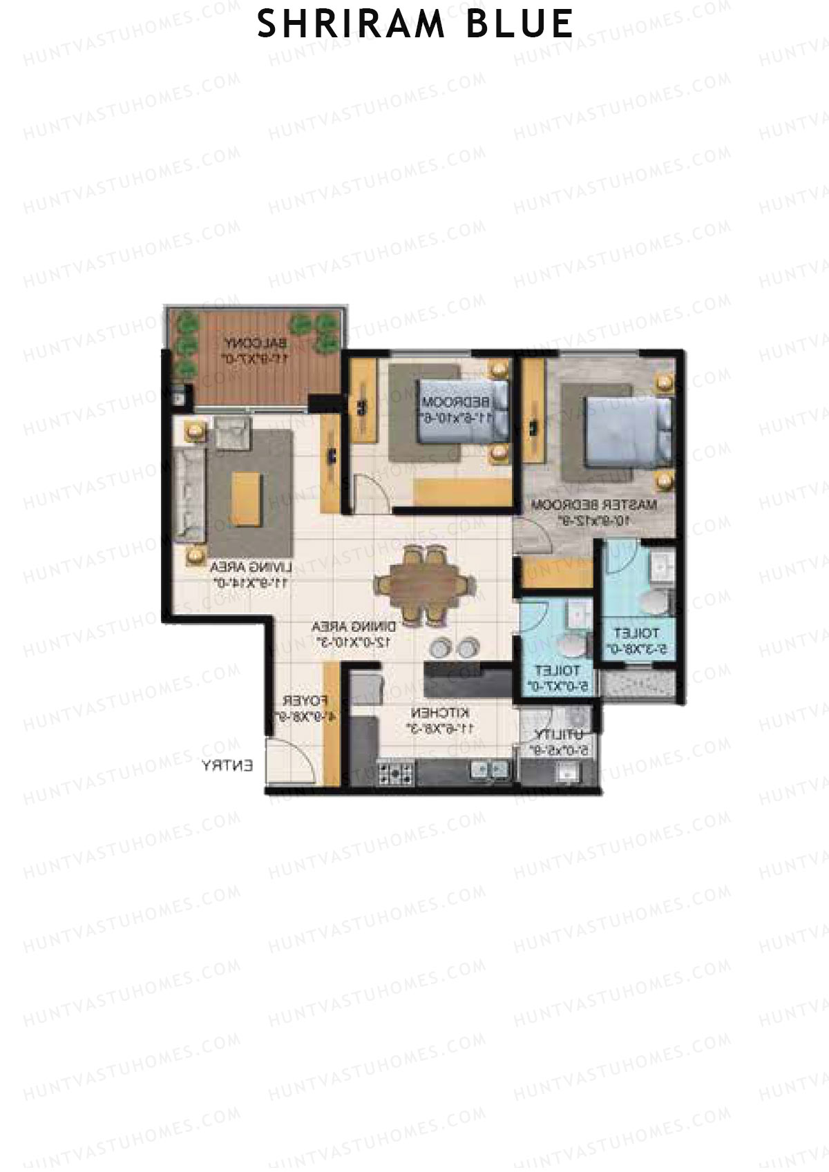 Shriram Blue Tower L Unit 2 (Type 2) Floor Plan