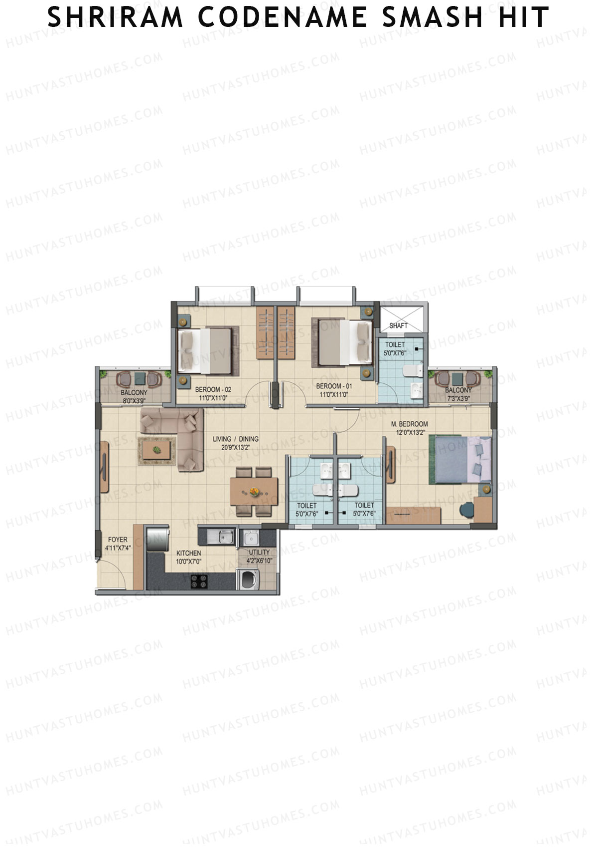Shriram Codename Smash Hit Tower C Unit 3 Floor Plan