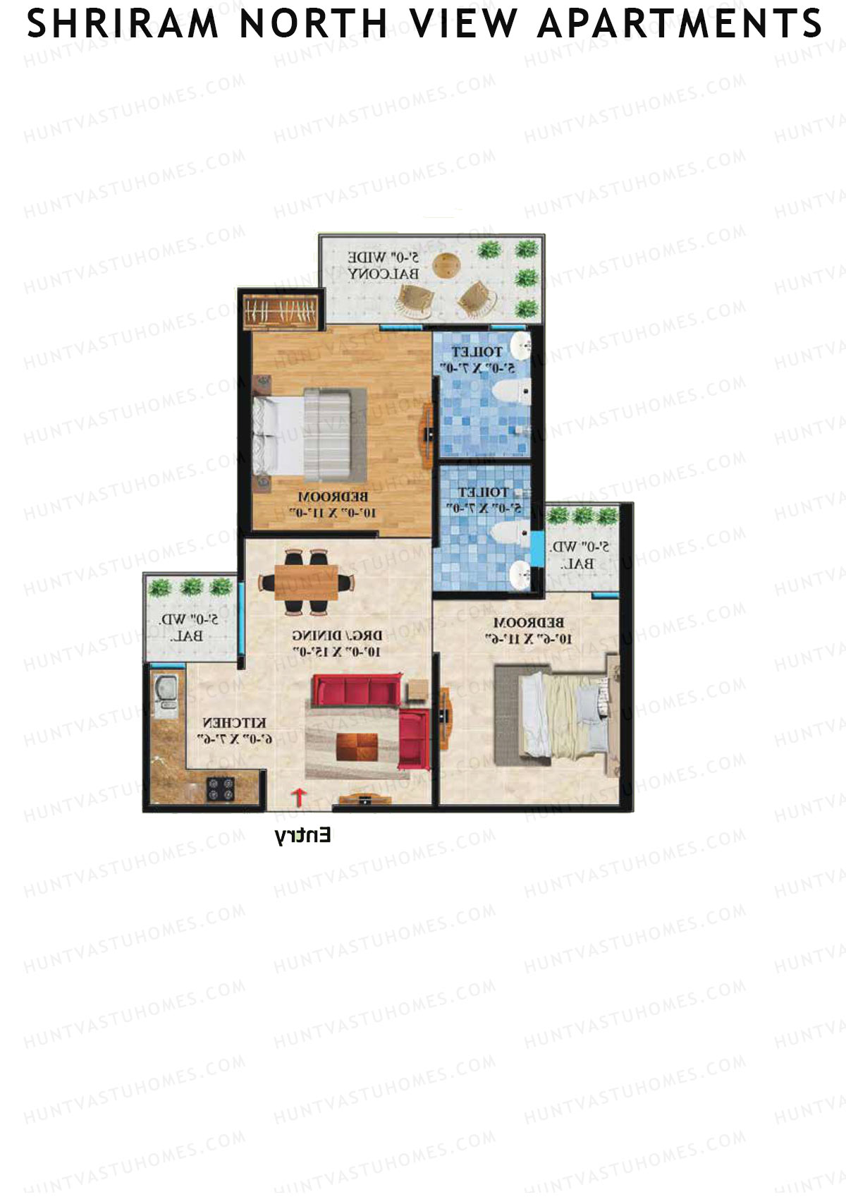 Shriram North View Apartments, Tower A, Unit 12, 2BHK, Super Area 930   sq ft 