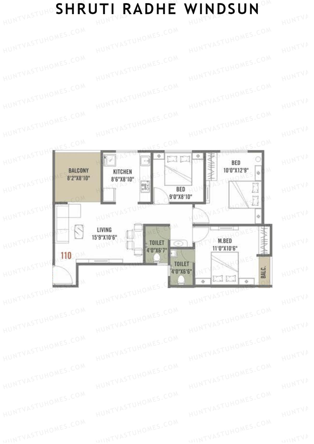 Shruti Radhe Windsun Tower A Unit 10 Floor Plan