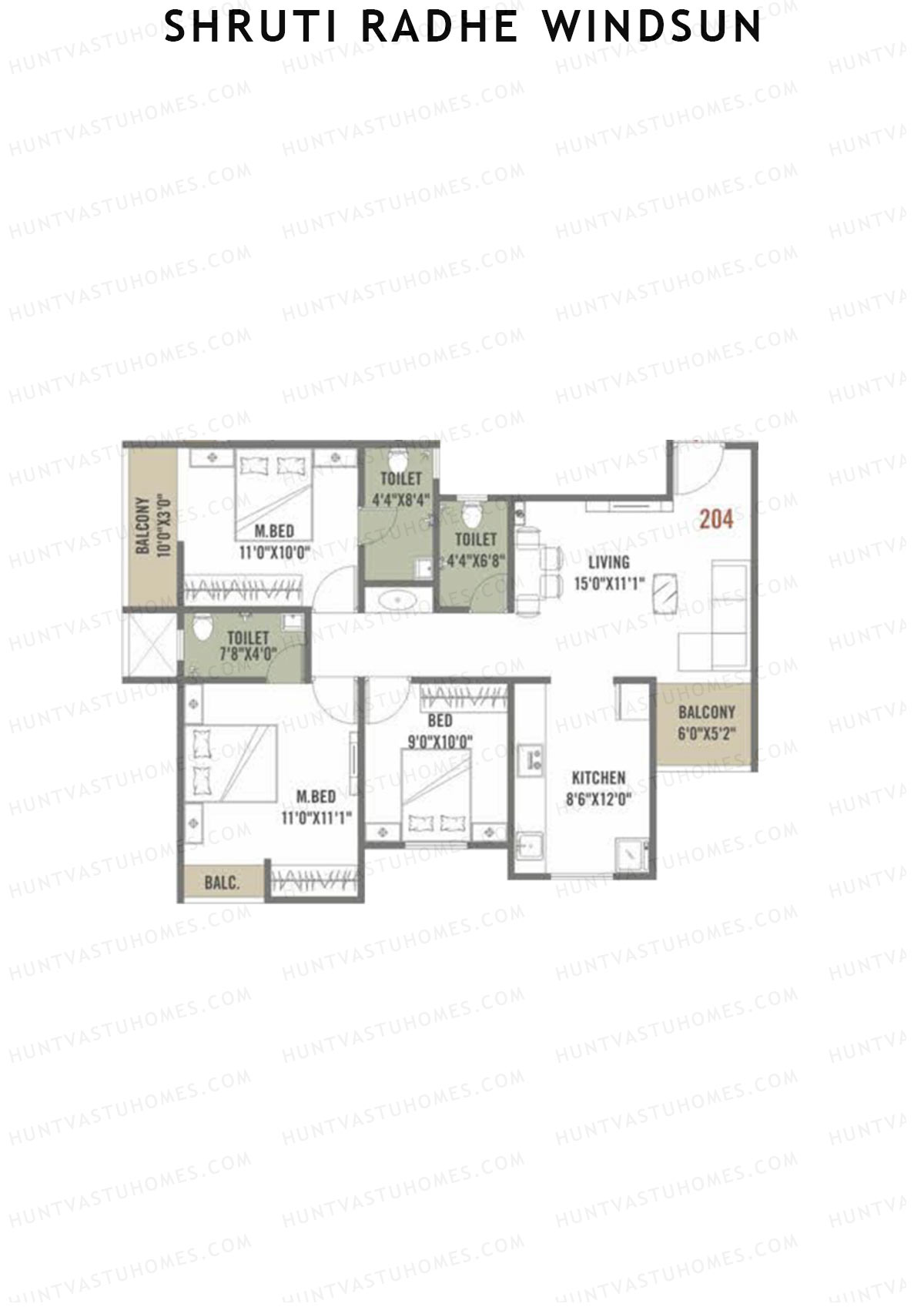 Shruti Radhe Windsun Tower A Unit 4 Floor Plan