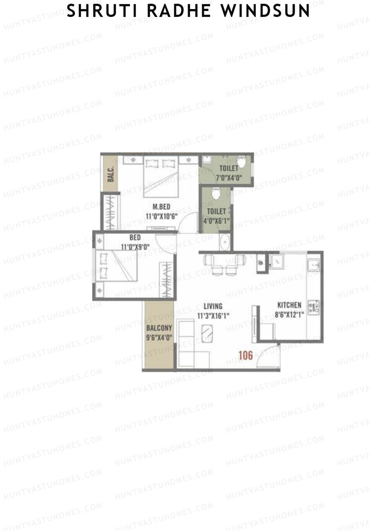 Shruti Radhe Windsun Tower A Unit 6 Floor Plan