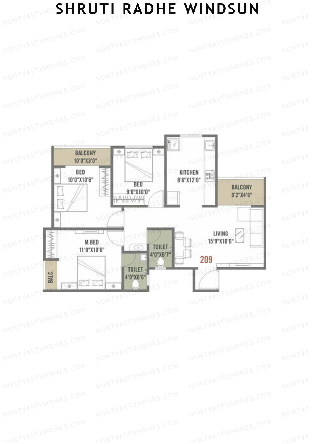 Shruti Radhe Windsun Tower A Unit 9 Floor Plan