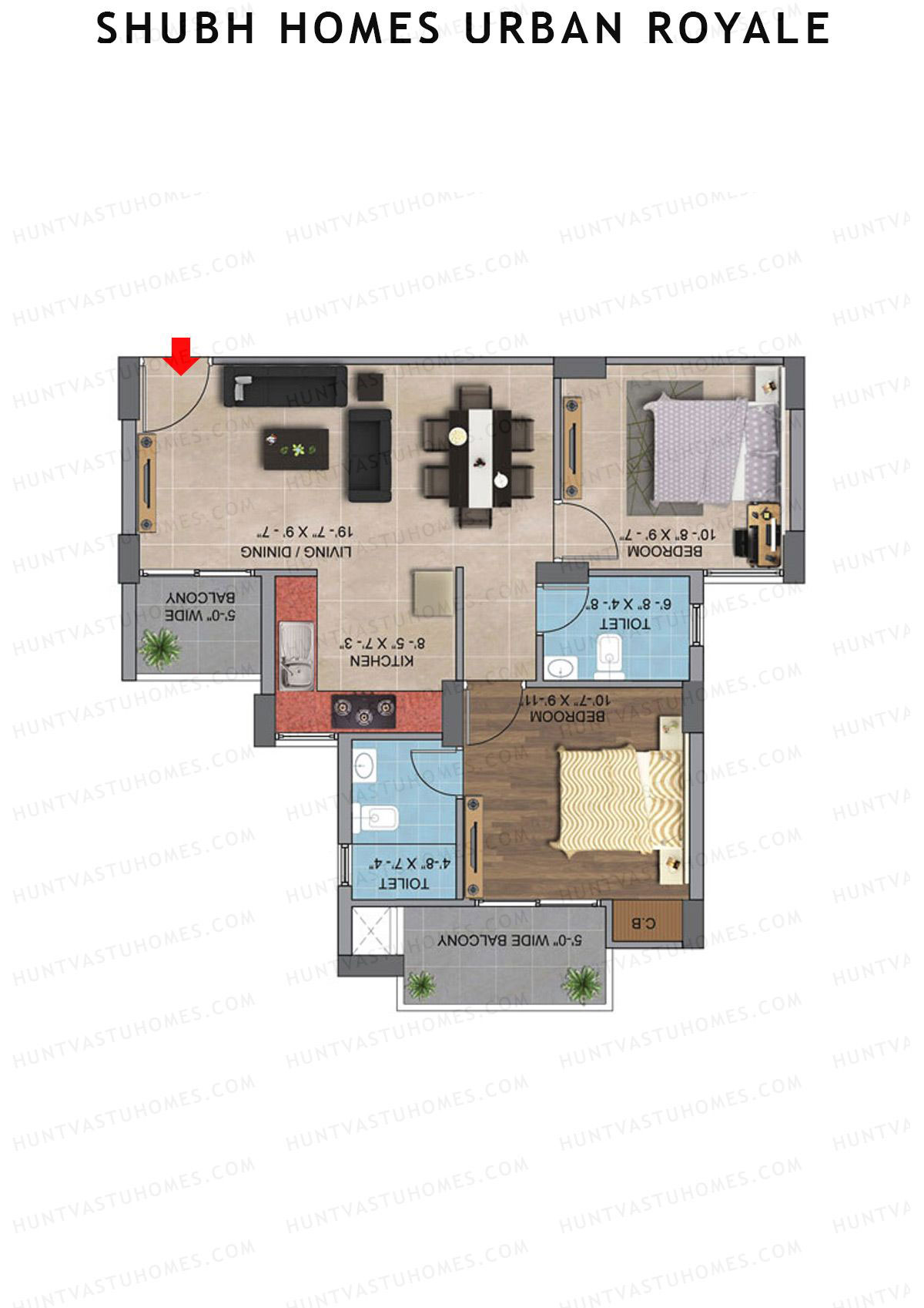 Shubh Homes Urban Royale Tower A Unit 3, 7 Floor Plan