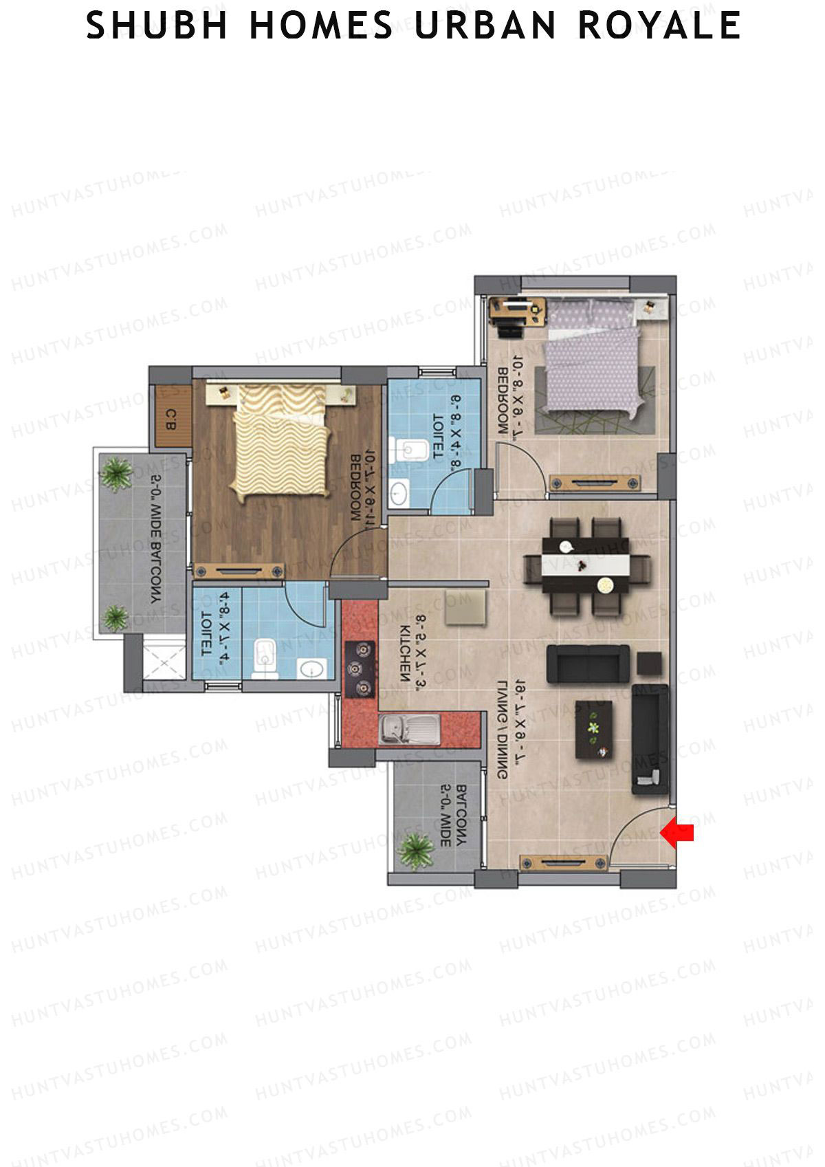 Shubh Homes Urban Royale Tower B Unit 1, 5 Floor Plan