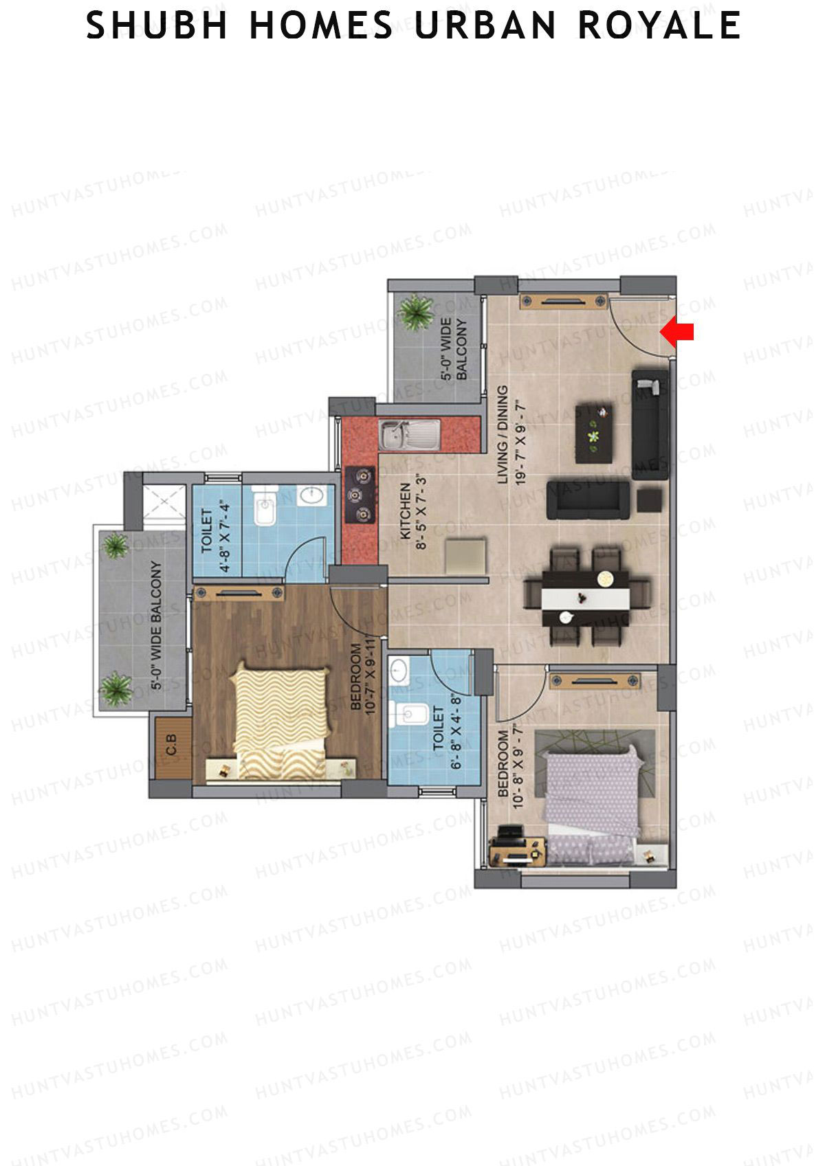 Shubh Homes Urban Royale Tower B Unit 3, 7 Floor Plan
