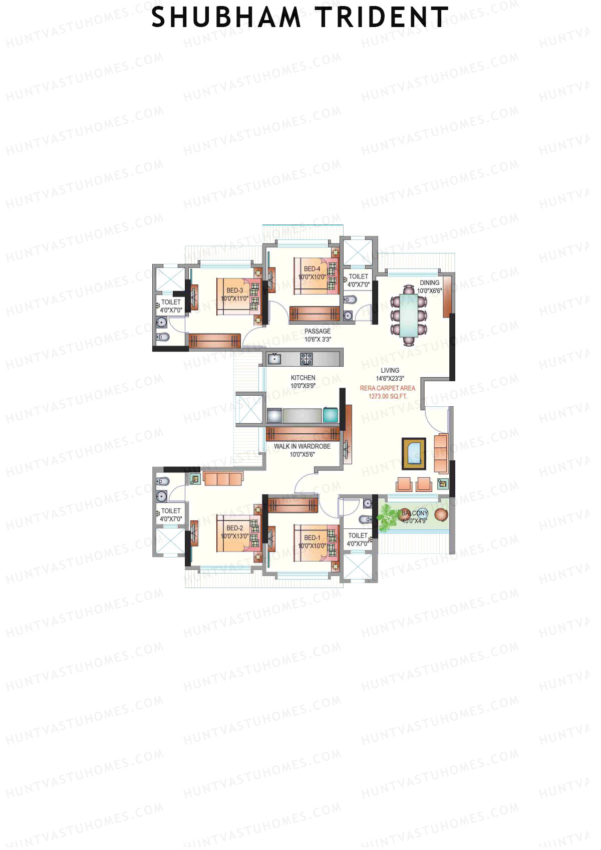 Shubham Trident Tower A Unit 3&4 Floor Plan