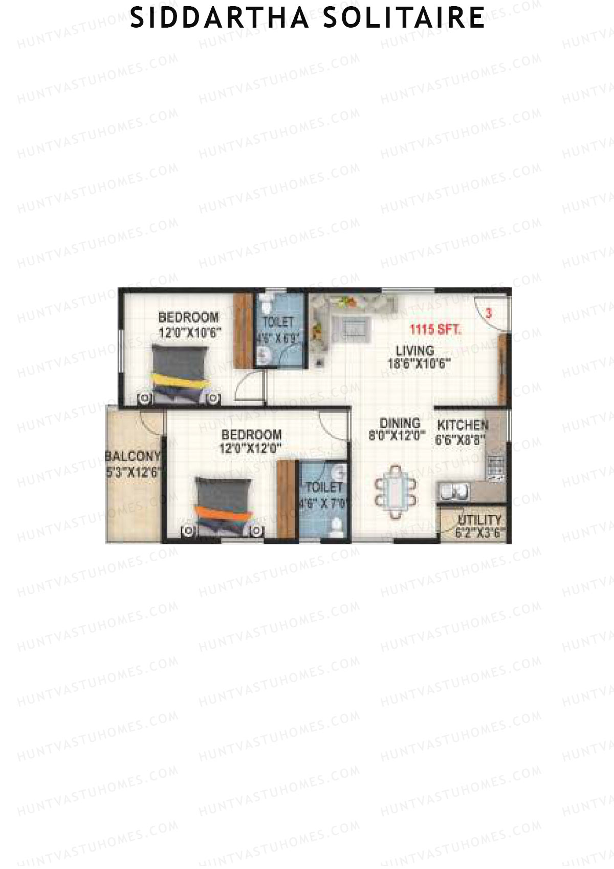 Siddartha Solitaire Block A Unit 3 Floor Plan