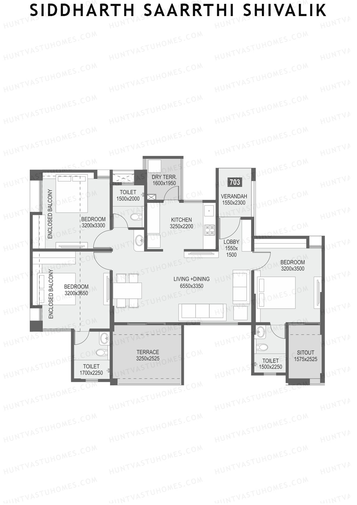 Siddharth Saarrthi Shivalik Tower 1 Unit 4 Floor Plan
