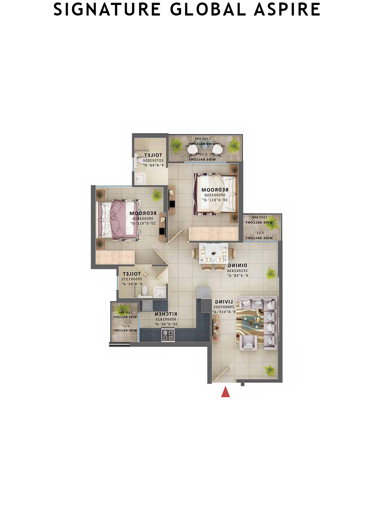 Signature Global Aspire Tower C Unit 1 (Type 4) Floor Plan