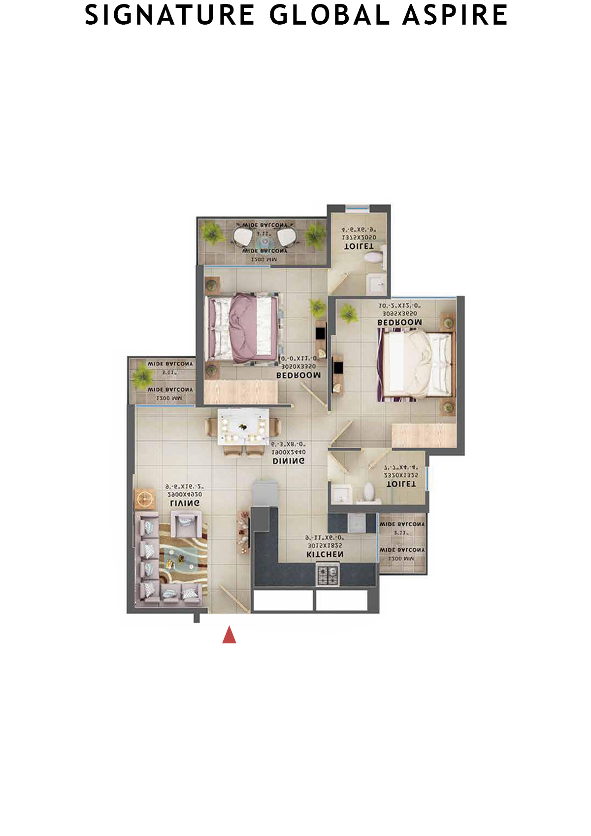 Signature Global Aspire Tower C Unit 2 (Type 1) Floor Plan