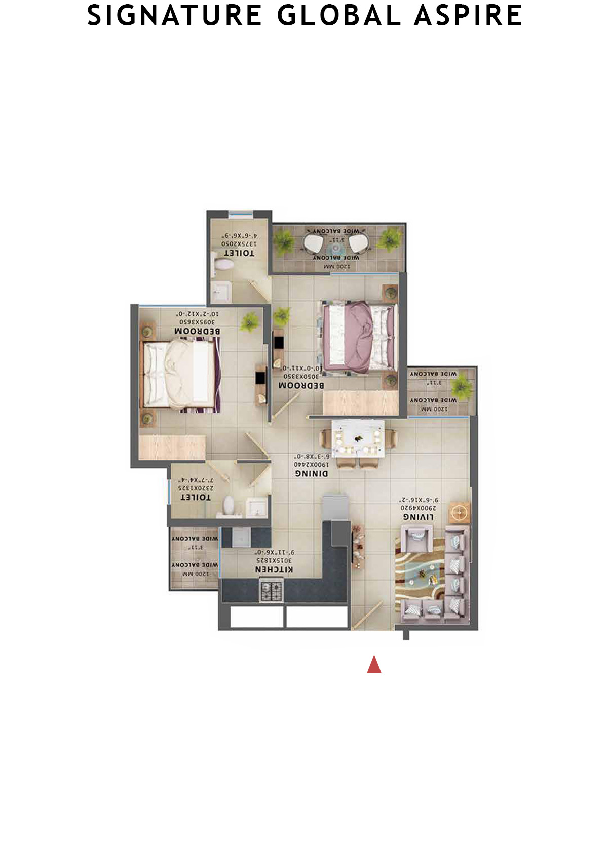 Signature Global Aspire Tower C Unit 3 (Type 1) Floor Plan