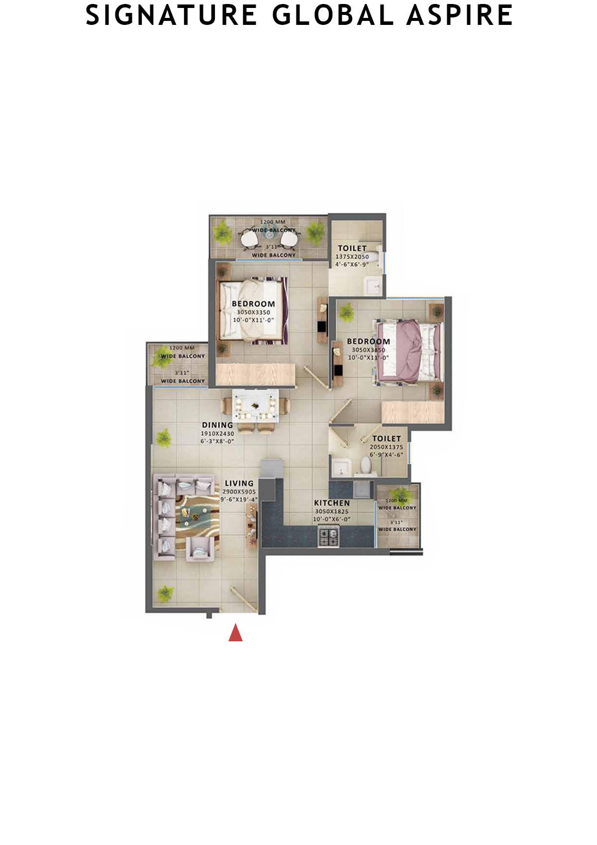 Signature Global Aspire Tower C Unit 4 (Type 4) Floor Plan