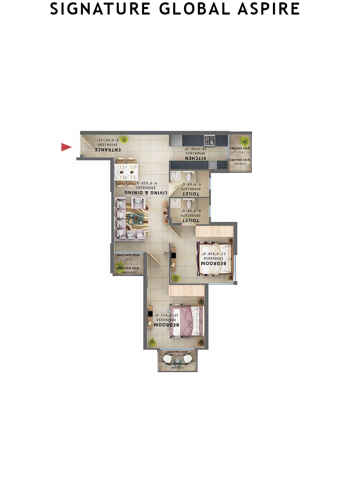 Signature Global Aspire Tower C Unit 5 (Type 3) Floor Plan
