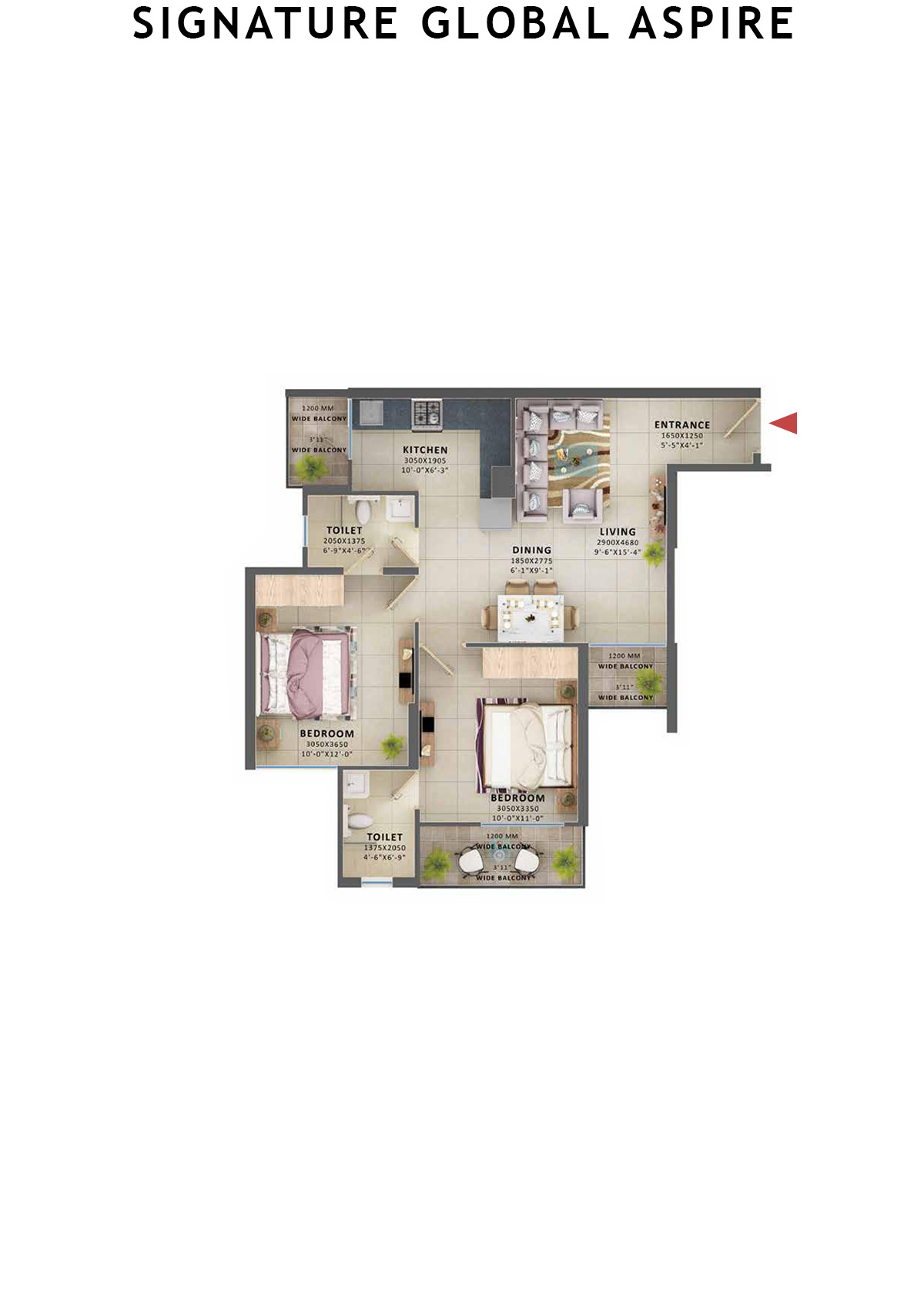 Signature Global Aspire Tower C Unit 6 (Type 2) Floor Plan