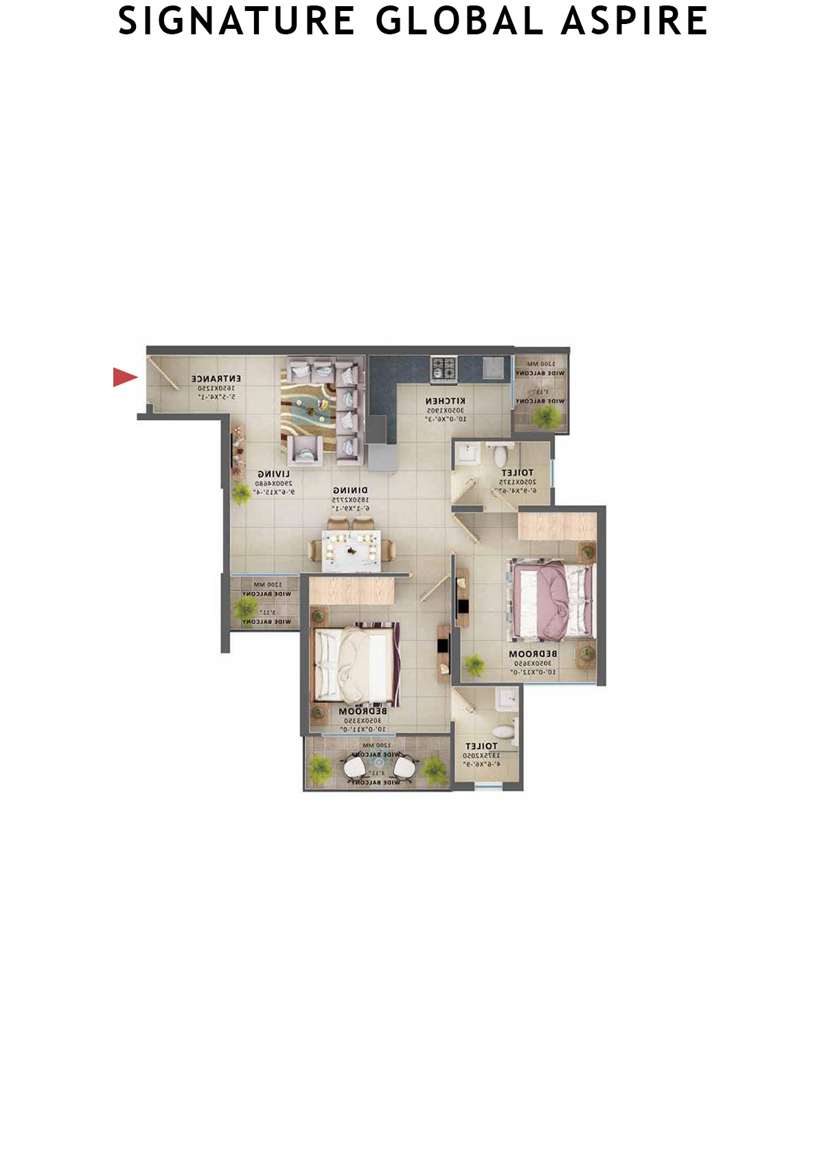 Signature Global Aspire Tower C Unit 7 (Type 2) Floor Plan