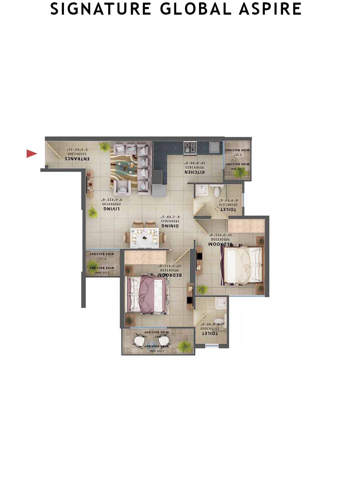 Signature Global Aspire Tower E Unit 5 (Type 5) Floor Plan