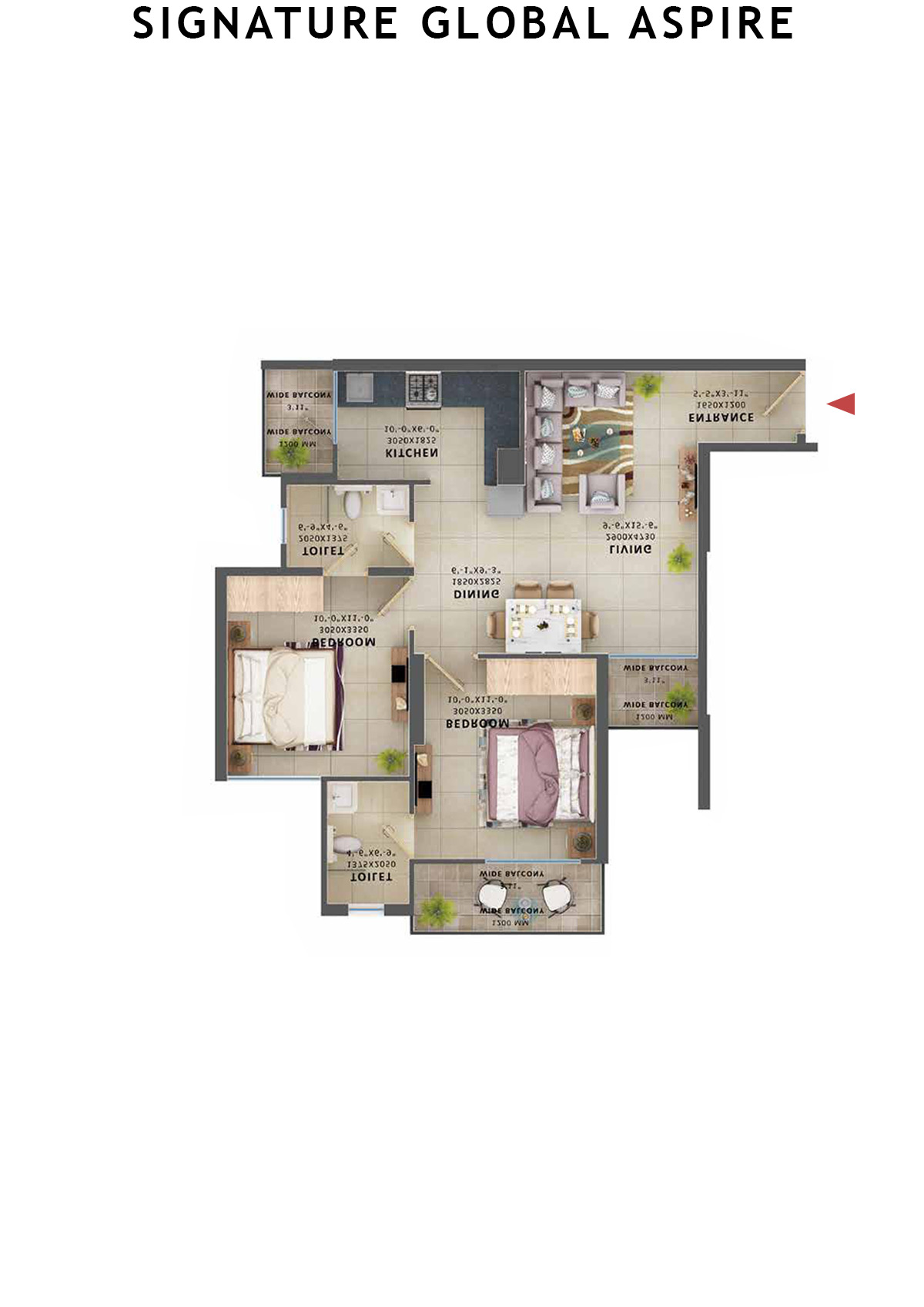 Signature Global Aspire Tower E Unit 8 (Type 5) Floor Plan