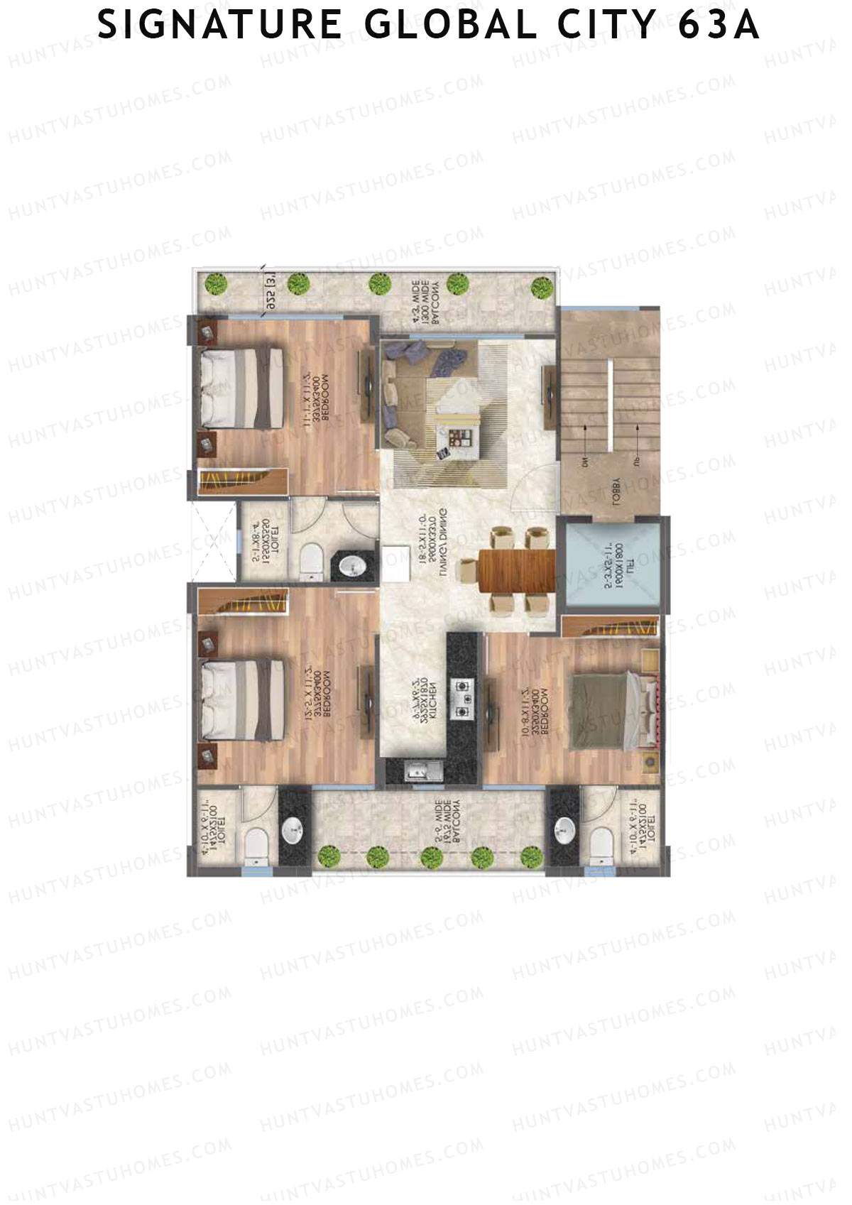 Signature Global City 63A Block B6-B11 Unit 8 (Type B) Floor Plan