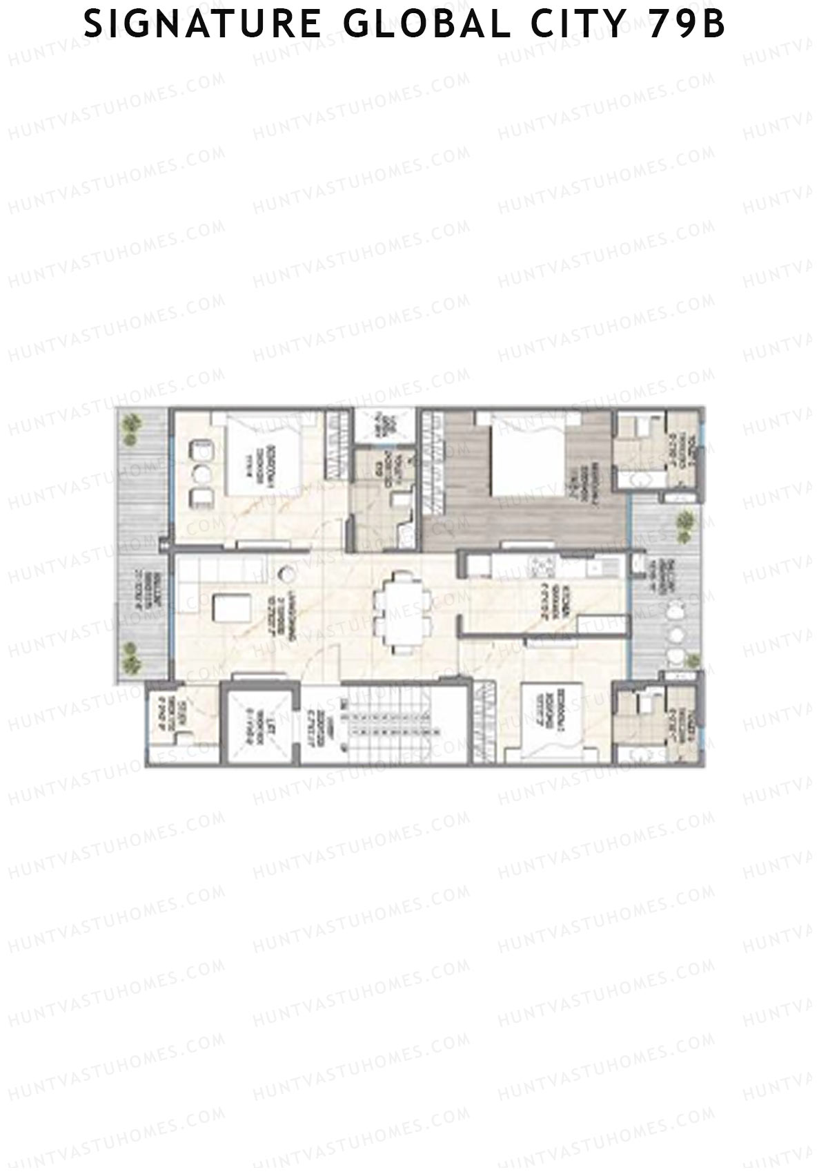 Signature Global City 79B Row A1-A13 Unit 1 (Type A) Floor Plan