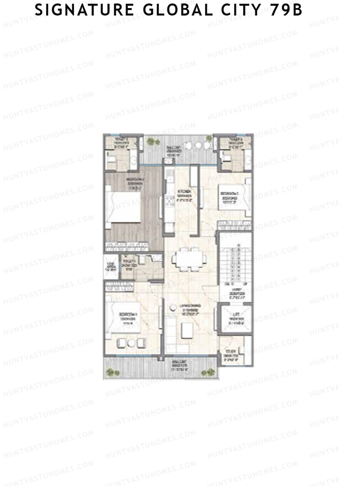 Signature Global City 79B Row A20-A25 Unit 23 (Type A) Floor Plan