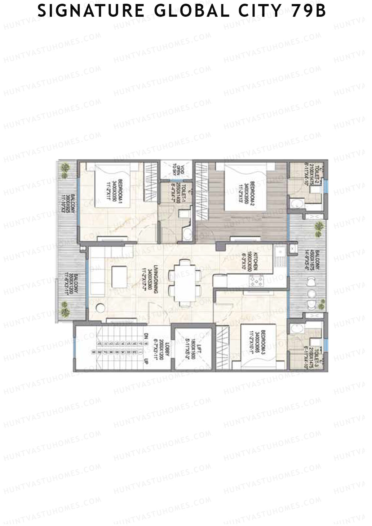 Signature Global City 79B Row B16-B29 Unit 23 (Type B) Floor Plan