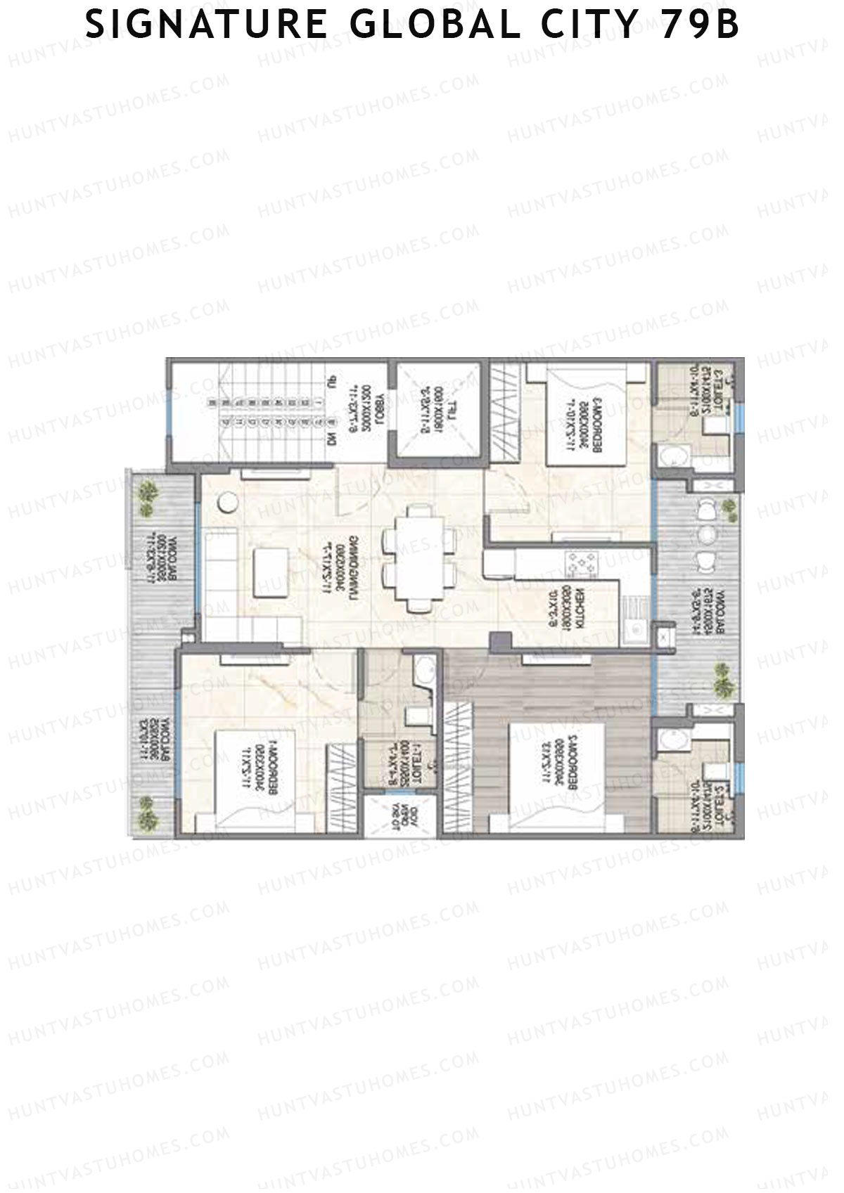 Signature Global City 79B Row B16-B29 Unit 24 (Type B) Floor Plan